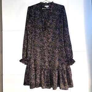 Reitmans Black Floral Long Sleeve Dress. size M, like new condition